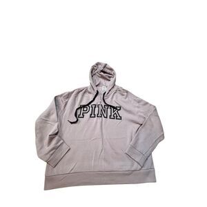 Victorias Secret Pink Womens M Hoodie Sweatshirt Pullover Gray Cotton Blend